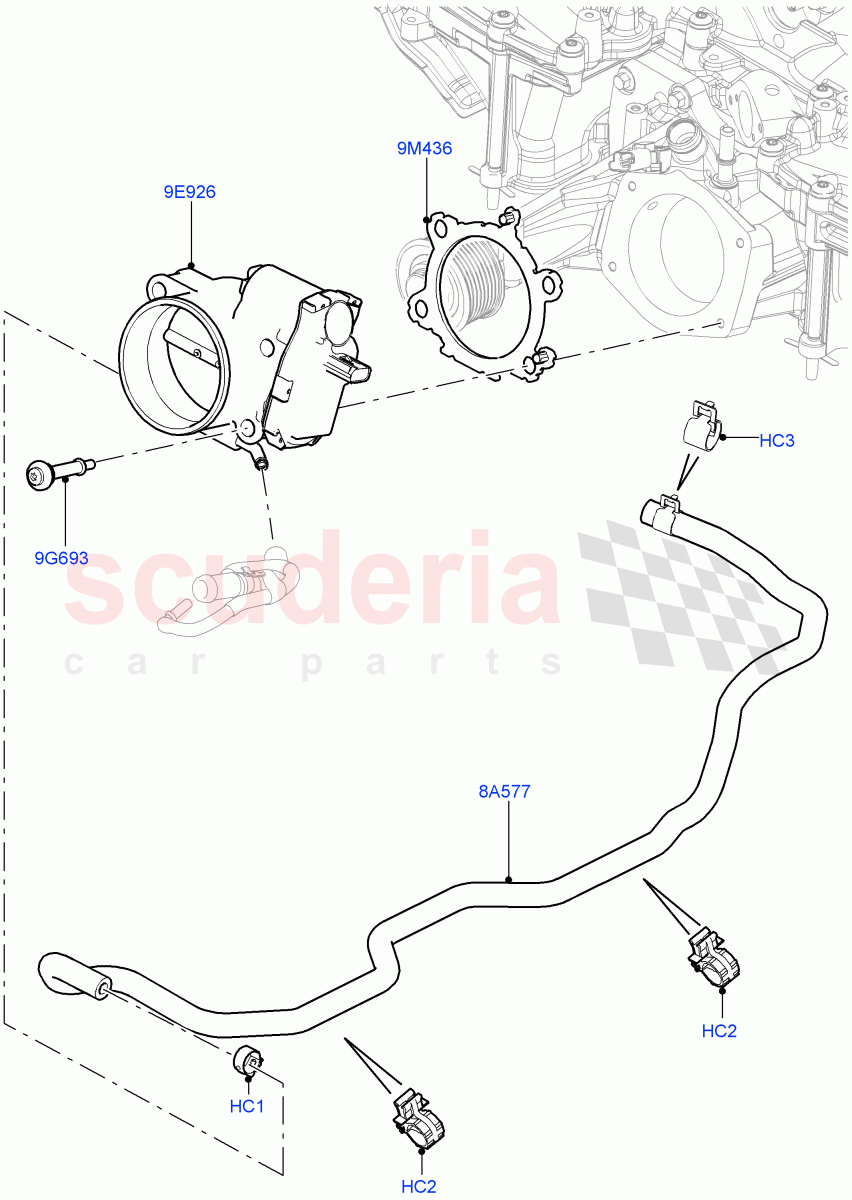 Throttle Housing(Solihull Plant Build)(3.0L DOHC GDI SC V6 PETROL)((V)FROMEA000001) of Land Rover Land Rover Range Rover Velar (2017+) [3.0 DOHC GDI SC V6 Petrol]