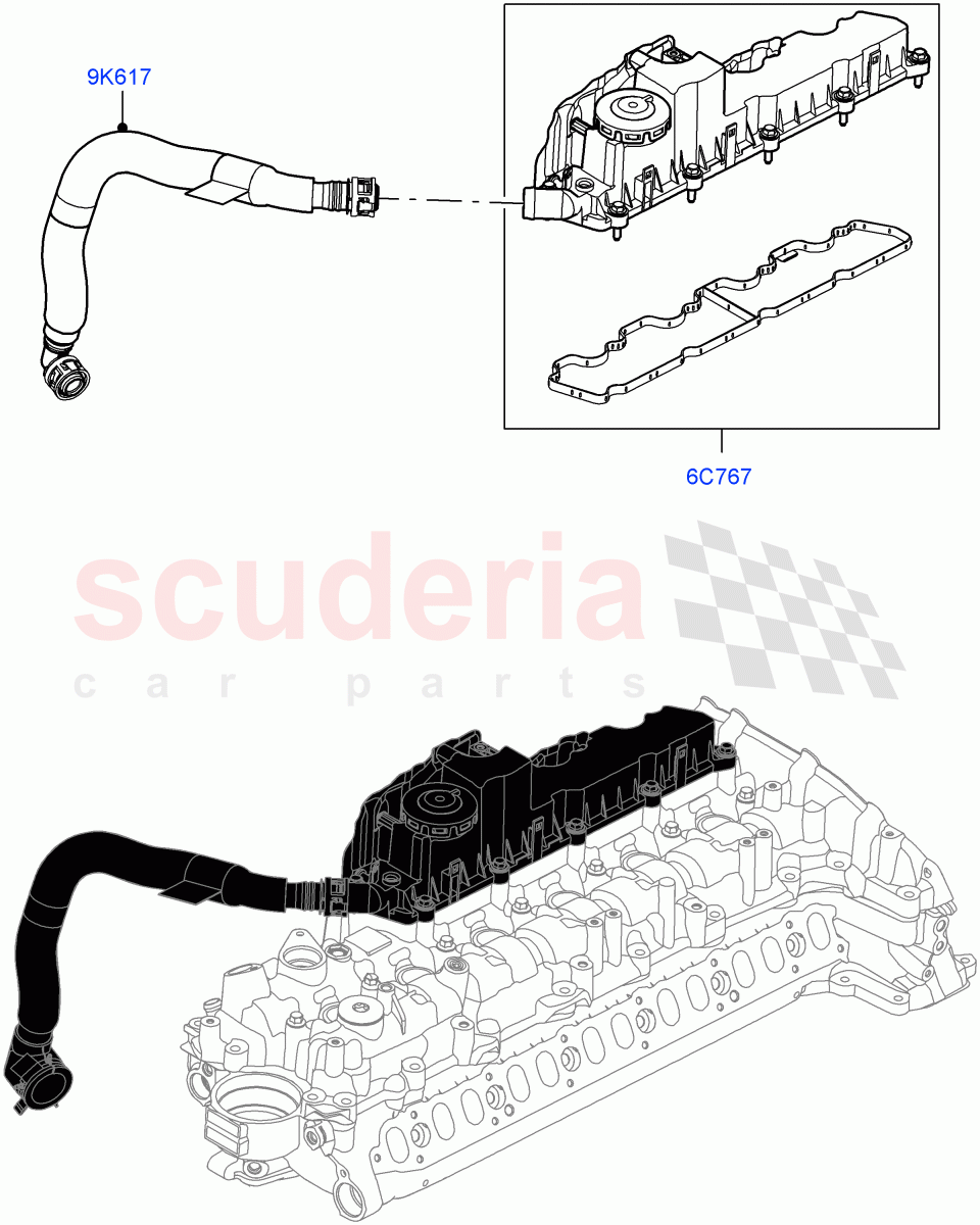 Emission Control - Crankcase(Nitra Plant Build)(3.0L AJ20D6 Diesel High)((V)FROMM2000001) of Land Rover Land Rover Discovery 5 (2017+) [3.0 I6 Turbo Diesel AJ20D6]