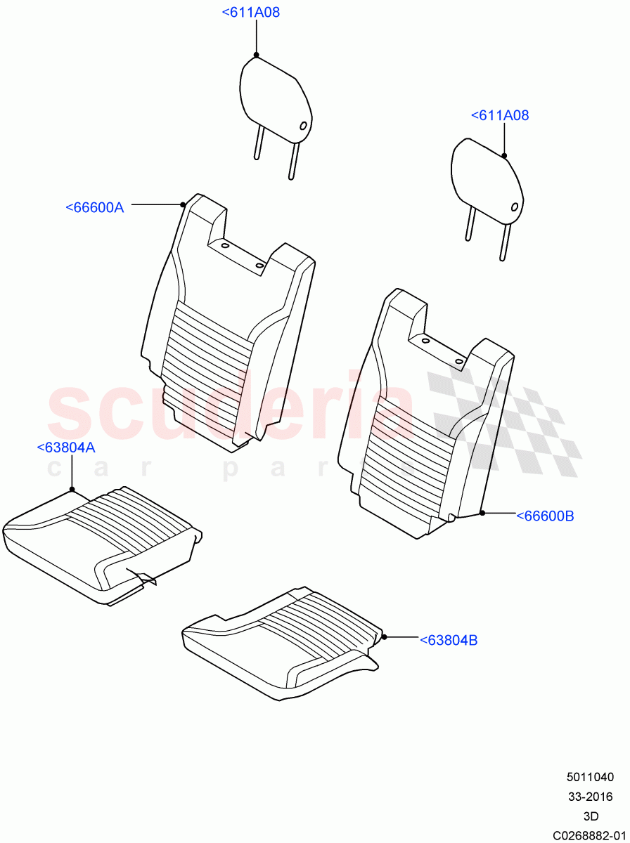 Rear Seat Covers(Row 3, Solihull Plant Build)(Windsor Leather Perforated,Version - Core,With 7 Seat Configuration)((V)FROMHA000001) of Land Rover Land Rover Discovery 5 (2017+) [3.0 I6 Turbo Petrol AJ20P6]
