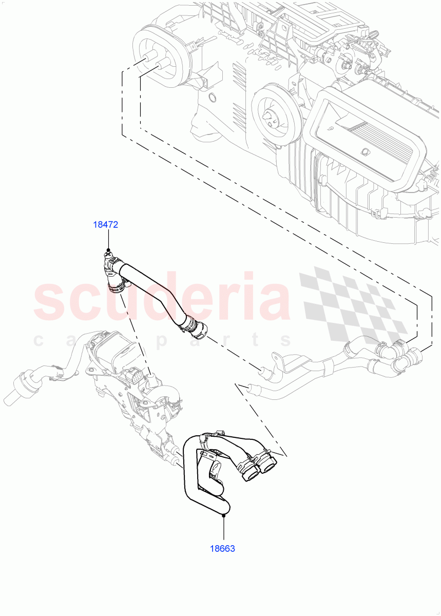 Heater Hoses(Front)(4.4L DOHC DITC V8 Diesel,Fuel Heater W/Pk Heat With Remote,Fuel Fired Heater With Park Heat)((V)FROMKA000001) of Land Rover Land Rover Range Rover (2012-2021) [2.0 Turbo Petrol AJ200P]