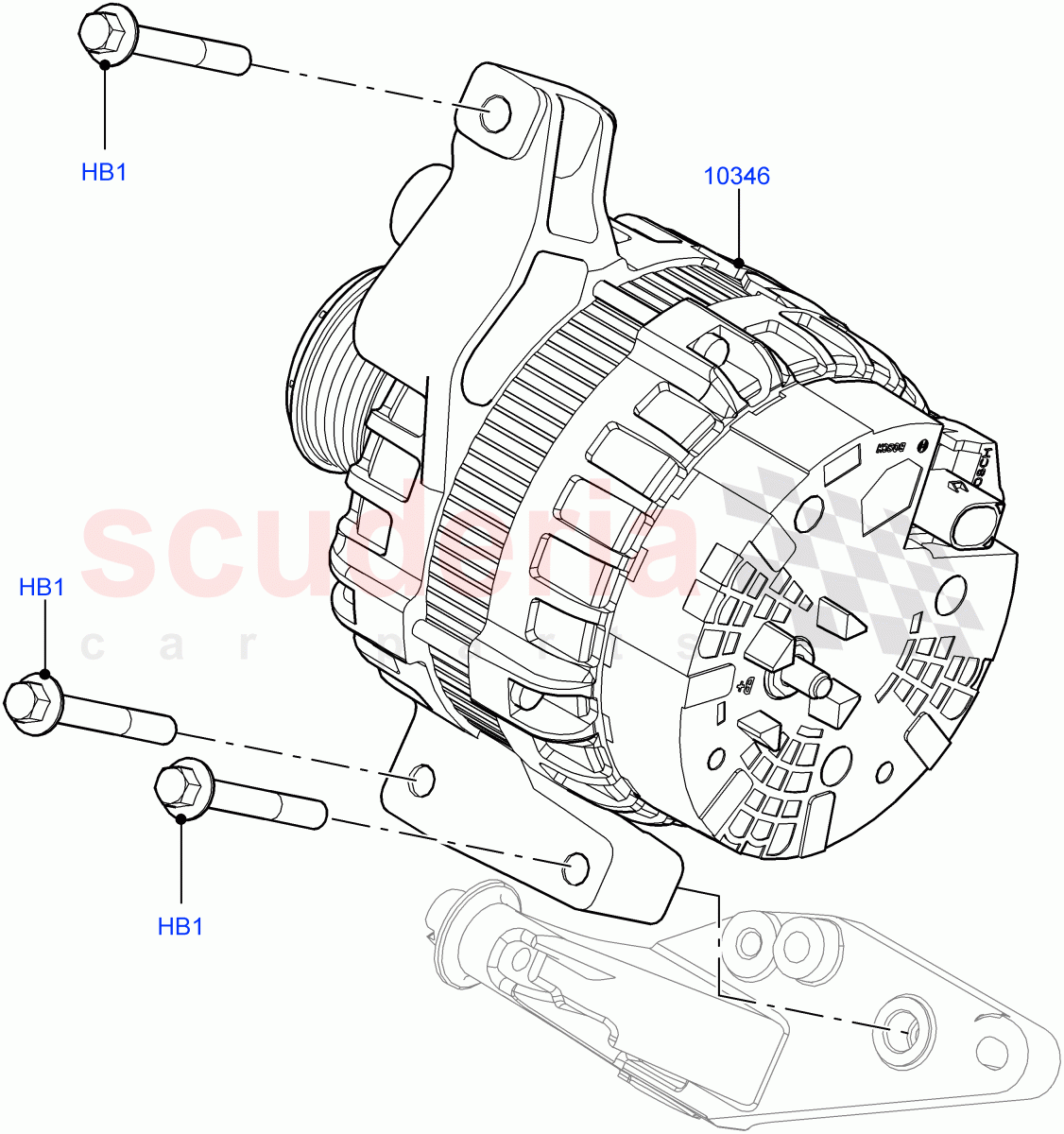 Alternator And Mountings(2.0L 16V TIVCT T/C Gen2 Petrol,Halewood (UK),2.0L 16V TIVCT T/C 240PS Petrol) of Land Rover Land Rover Range Rover Evoque (2012-2018) [2.0 Turbo Petrol GTDI]