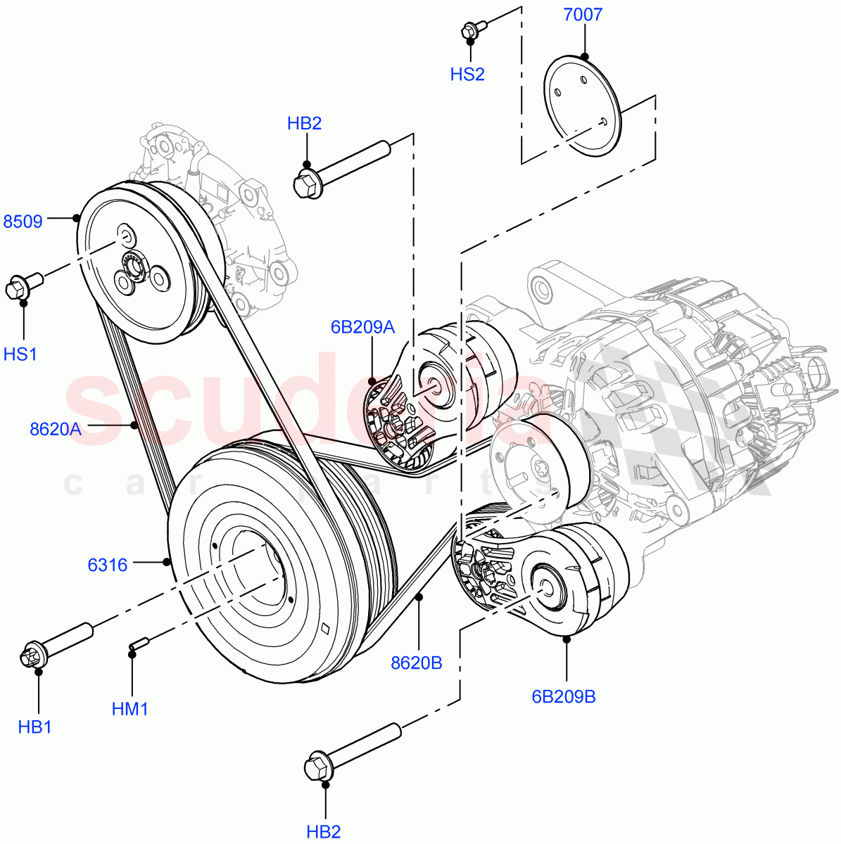 Pulleys And Drive Belts(2.0L AJ200P Hi PHEV)((V)FROMJA000001) of Land Rover Land Rover Range Rover (2012-2021) [2.0 Turbo Petrol AJ200P]