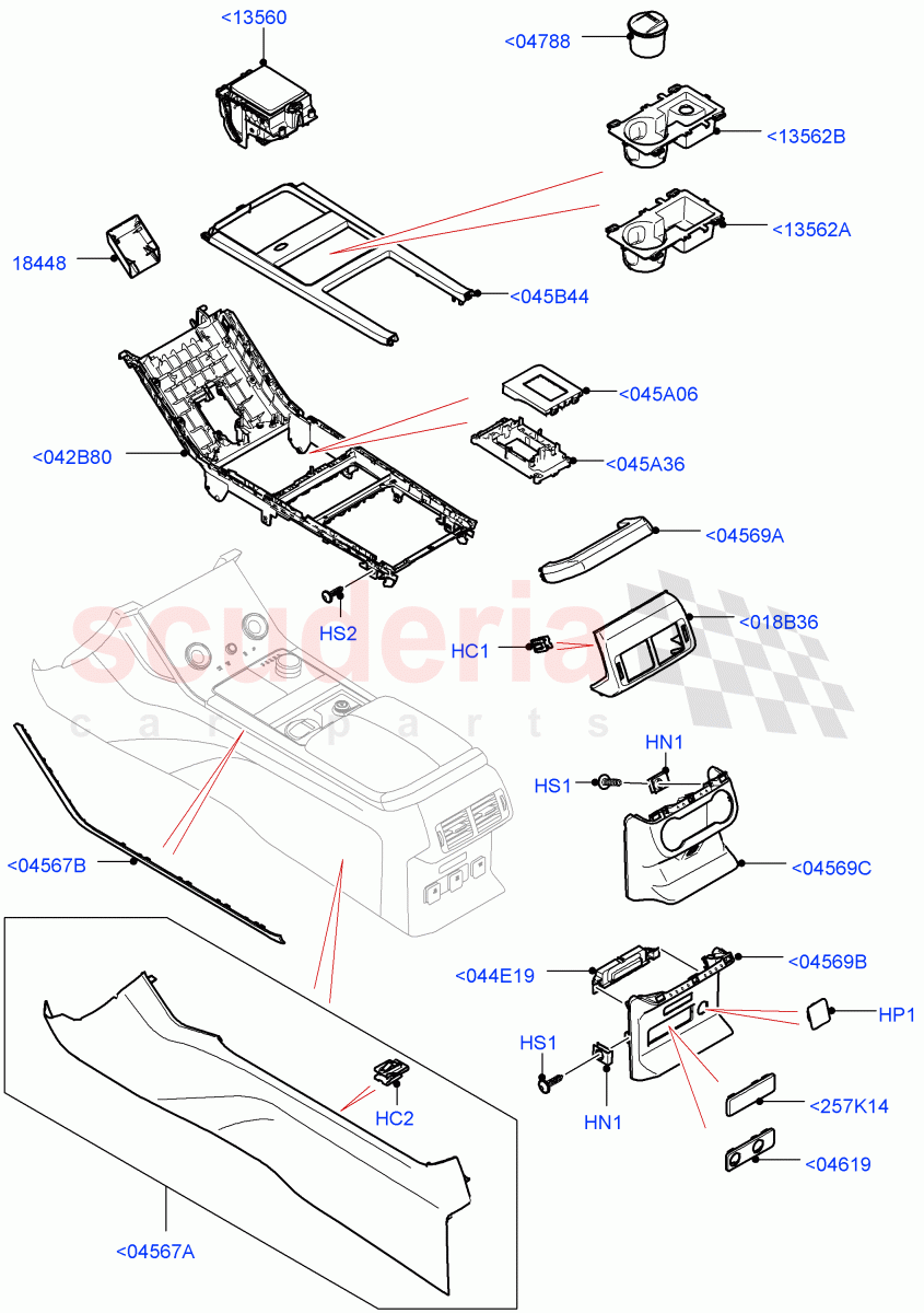 Console - Floor(External Components) of Land Rover Land Rover Range Rover Velar (2017+) [3.0 DOHC GDI SC V6 Petrol]