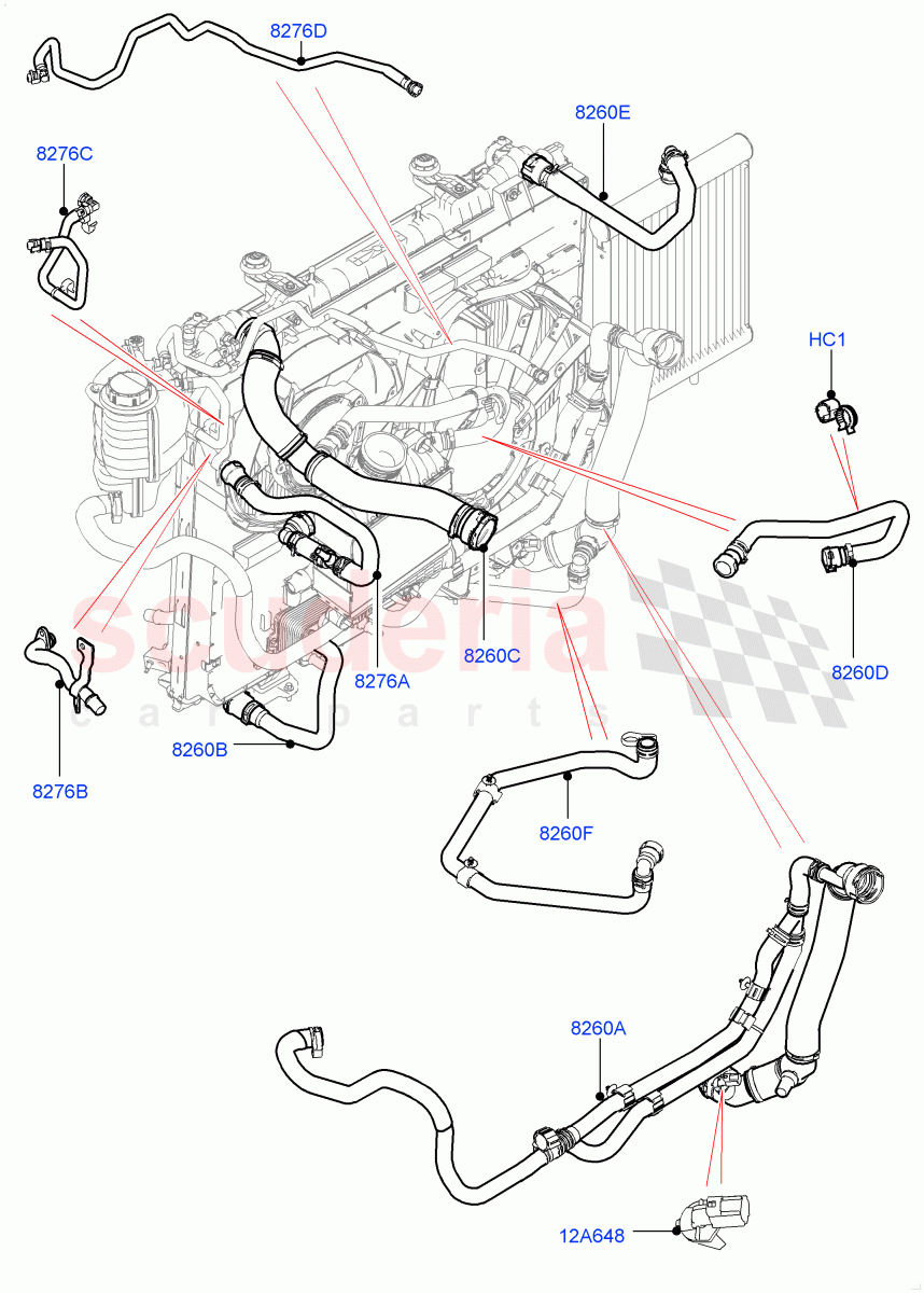 Cooling System Pipes And Hoses(Solihull Plant Build)(2.0L I4 DSL HIGH DOHC AJ200)((V)FROMHA000001,(V)TOJA999999) of Land Rover Land Rover Discovery 5 (2017+) [2.0 Turbo Diesel]