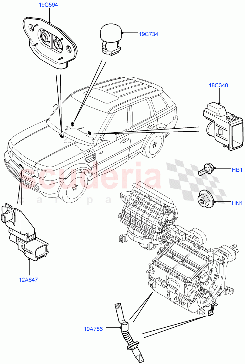 Heater/Air Cond.External Components((V)TO9A999999) of Land Rover Land Rover Range Rover Sport (2005-2009) [2.7 Diesel V6]