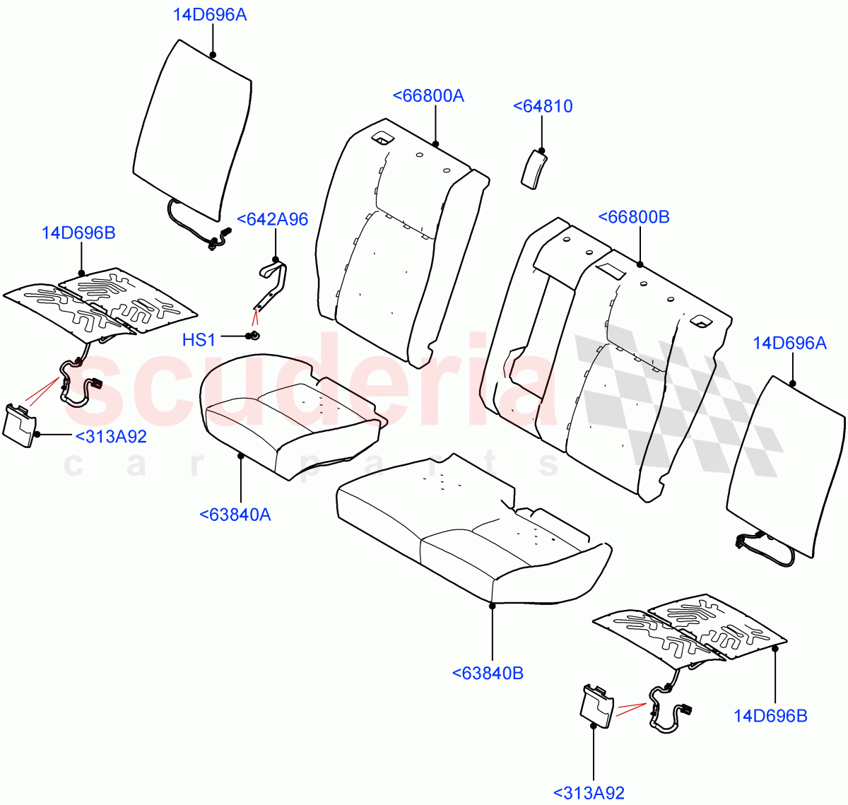 Rear Seat Pads/Valances & Heating(Halewood (UK),With 60/40 Split - Folding Rr Seat)((V)FROMPH000001) of Land Rover Land Rover Discovery Sport (2015+) [2.0 Turbo Diesel AJ21D4]