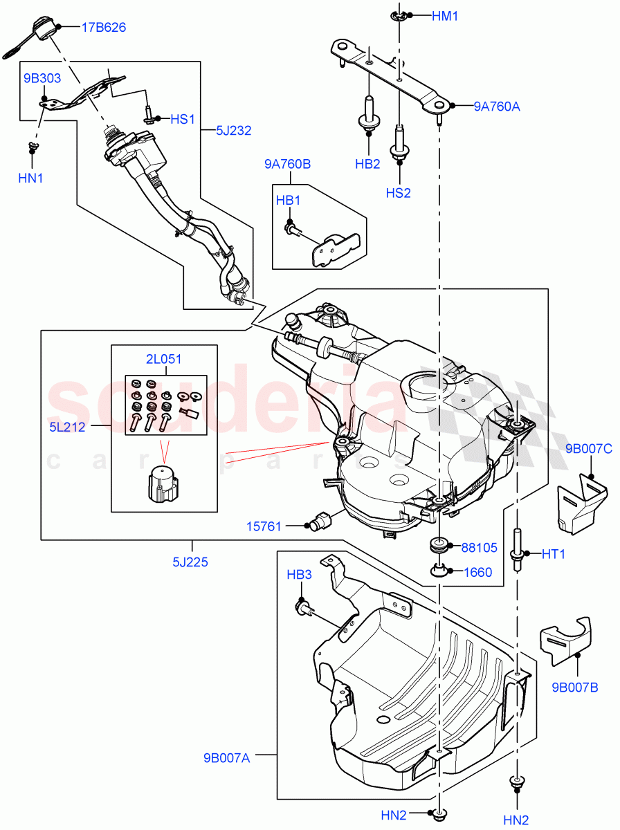 Exhaust Fluid Injection System(Tank And Filler, Nitra Plant Build)(3.0L AJ20D6 Diesel High,Short Wheelbase,With Diesel Exh Fluid Emission Tank,Standard Wheelbase)((V)FROMM2000001) of Land Rover Land Rover Defender (2020+) [3.0 I6 Turbo Diesel AJ20D6]