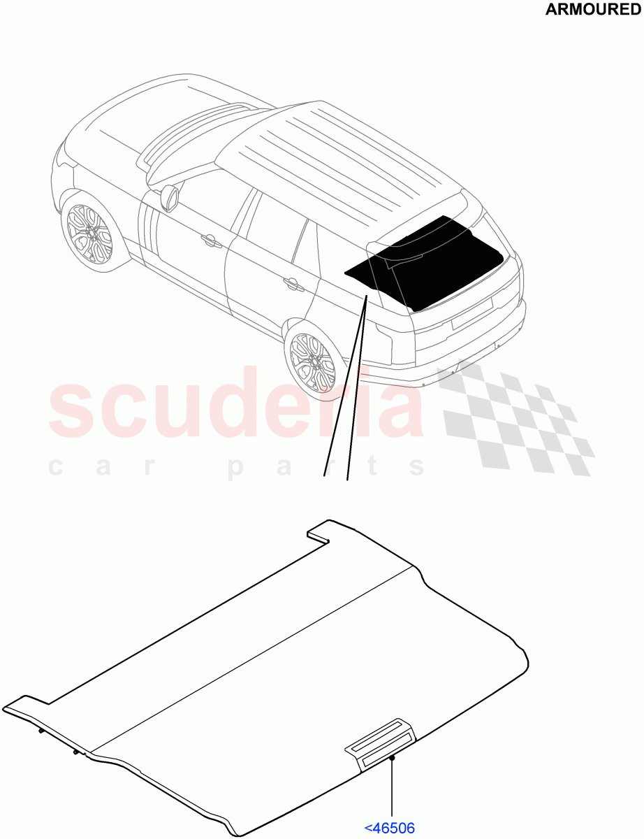 Load Compartment Trim(Package Tray, Upper)(Armoured)((V)FROMEA000001) of Land Rover Land Rover Range Rover (2012-2021) [2.0 Turbo Petrol AJ200P]
