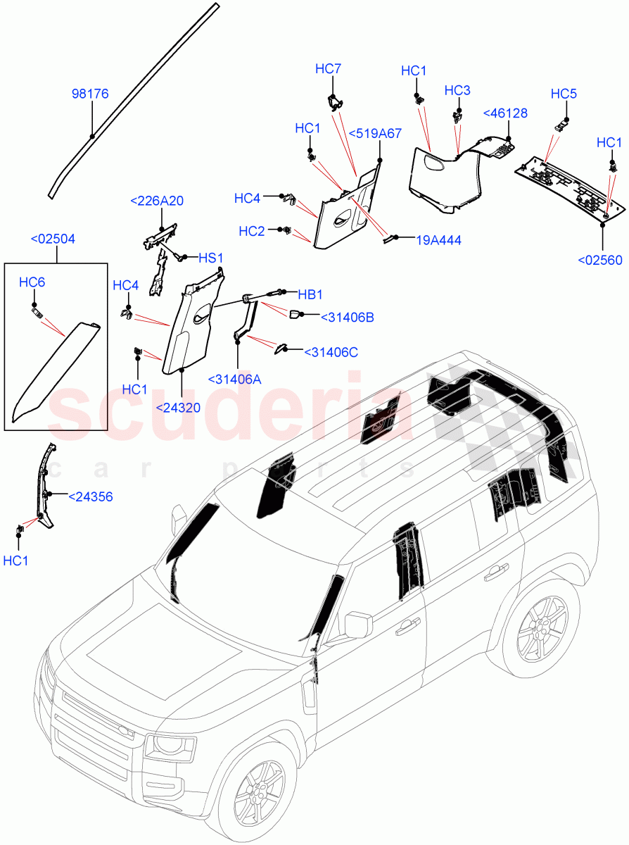 Side Trim(Upper)(Standard Wheelbase) of Land Rover Land Rover Defender (2020+) [3.0 I6 Turbo Petrol AJ20P6]
