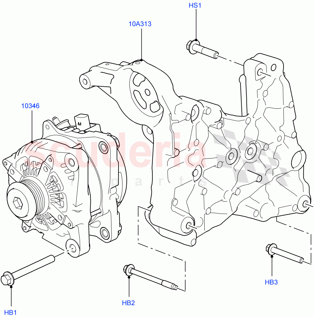 Alternator And Mountings(2.0L 16V TIVCT T/C 240PS Petrol)((V)FROMFA000001) of Land Rover Land Rover Range Rover (2012-2021) [3.0 Diesel 24V DOHC TC]