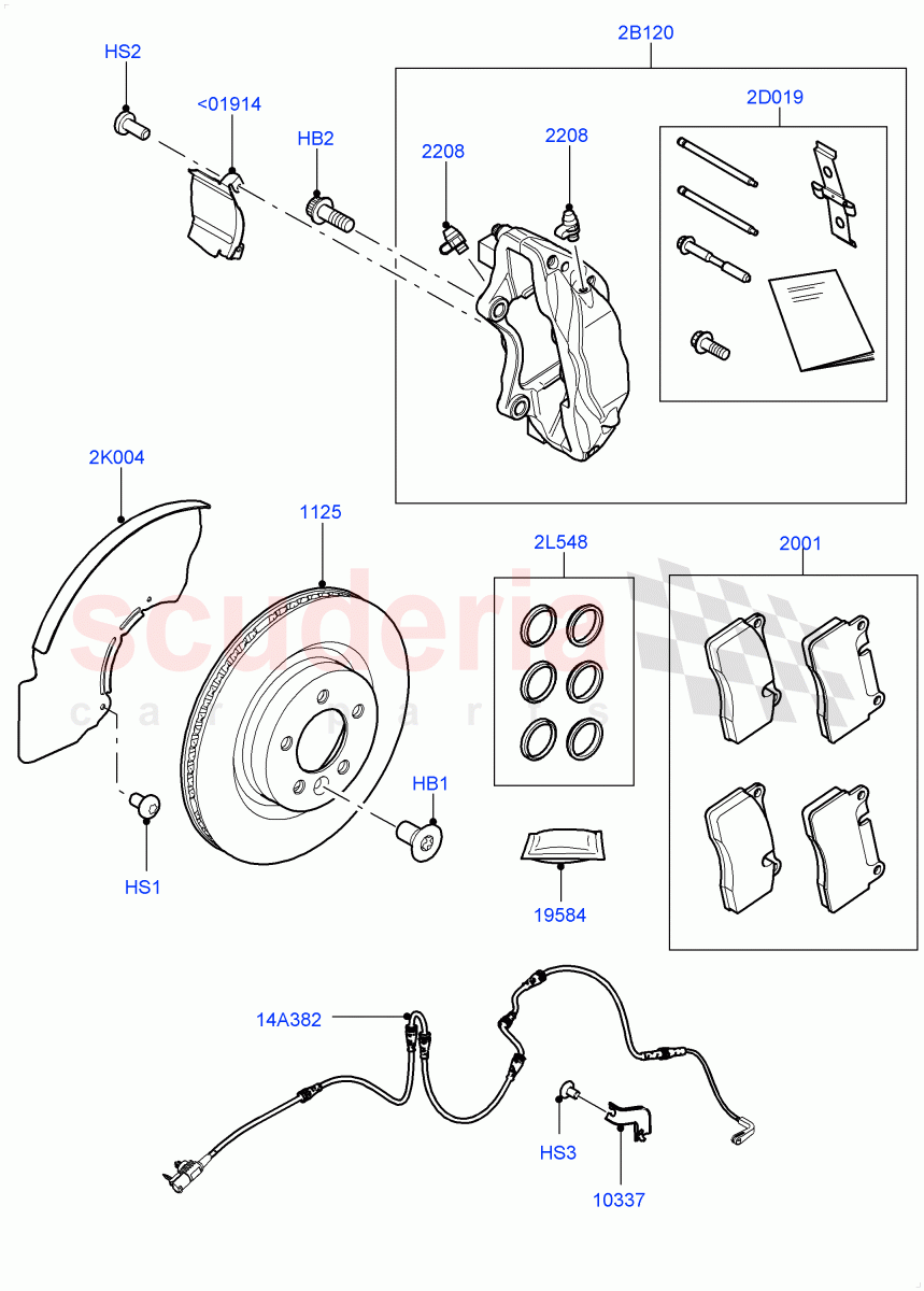 Front Brake Discs And Calipers(Solihull Plant Build)(Front Disc And Caliper Size 19)((V)FROMJA000001) of Land Rover Land Rover Discovery 5 (2017+) [3.0 DOHC GDI SC V6 Petrol]
