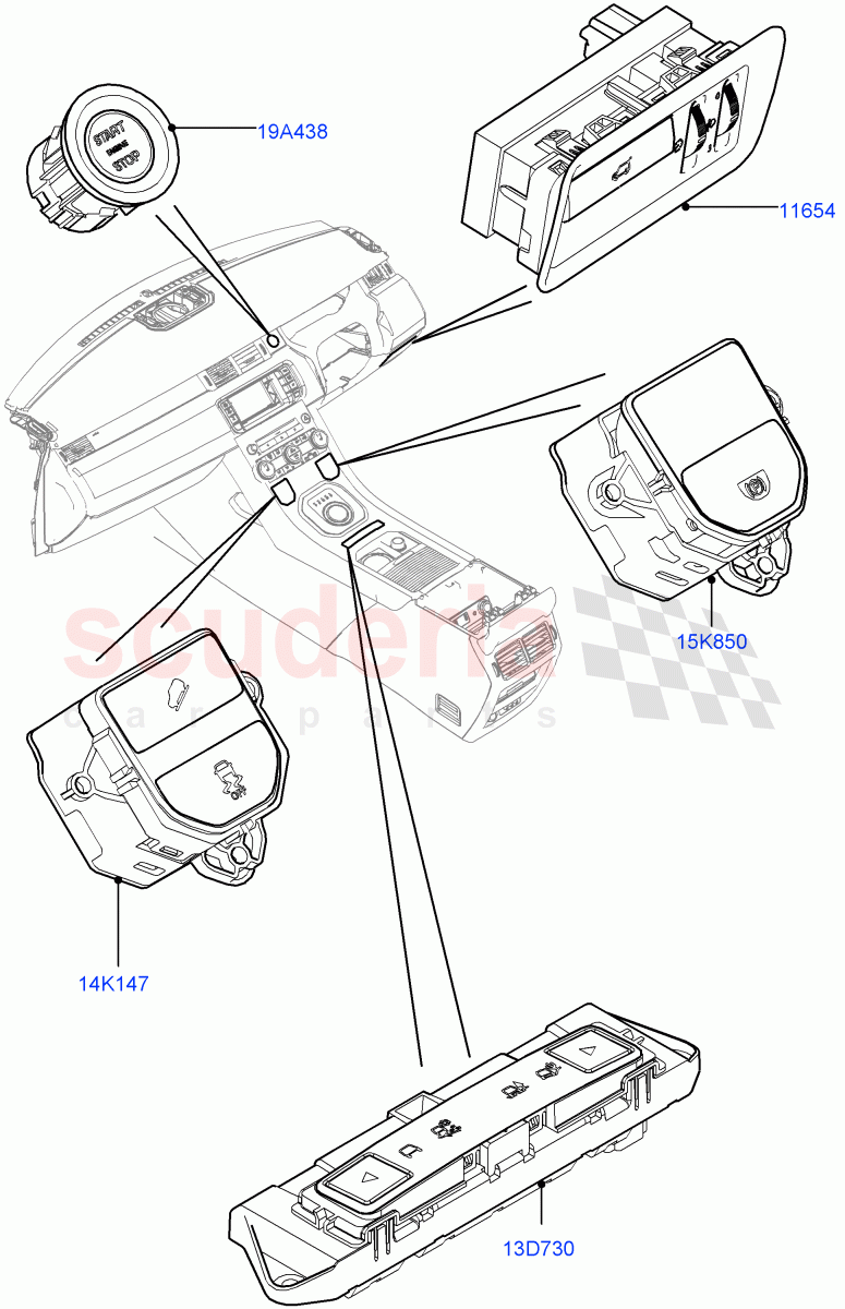 Switches(Facia And Console)(Itatiaia (Brazil))((V)FROMGT000001) of Land Rover Land Rover Range Rover Evoque (2012-2018) [2.0 Turbo Diesel]