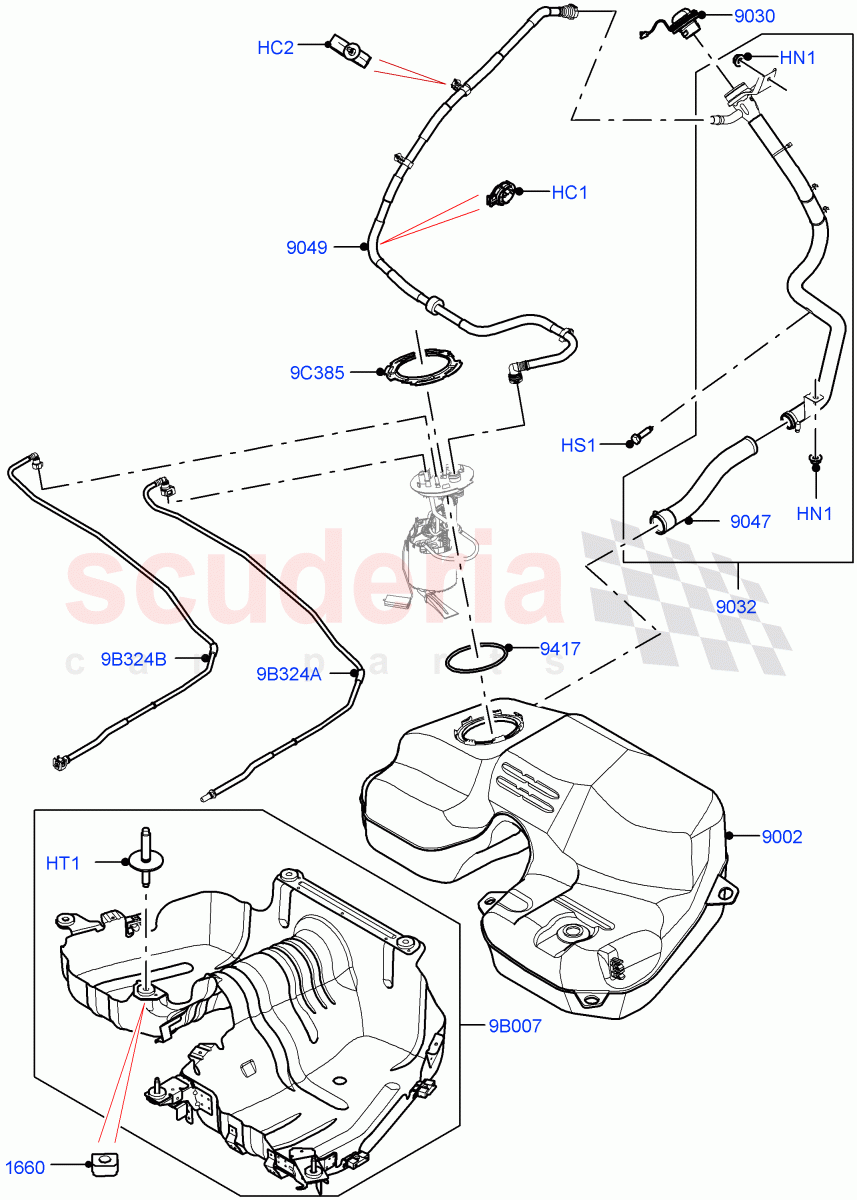 Fuel Tank & Related Parts(3.0L AJ20D6 Diesel High)((V)FROMLA000001) of Land Rover Land Rover Range Rover (2012-2021) [3.0 I6 Turbo Diesel AJ20D6]