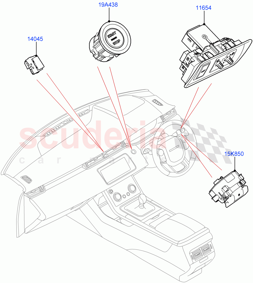 Switches(Facia And Console)(Itatiaia (Brazil)) of Land Rover Land Rover Range Rover Evoque (2019+) [1.5 I3 Turbo Petrol AJ20P3]