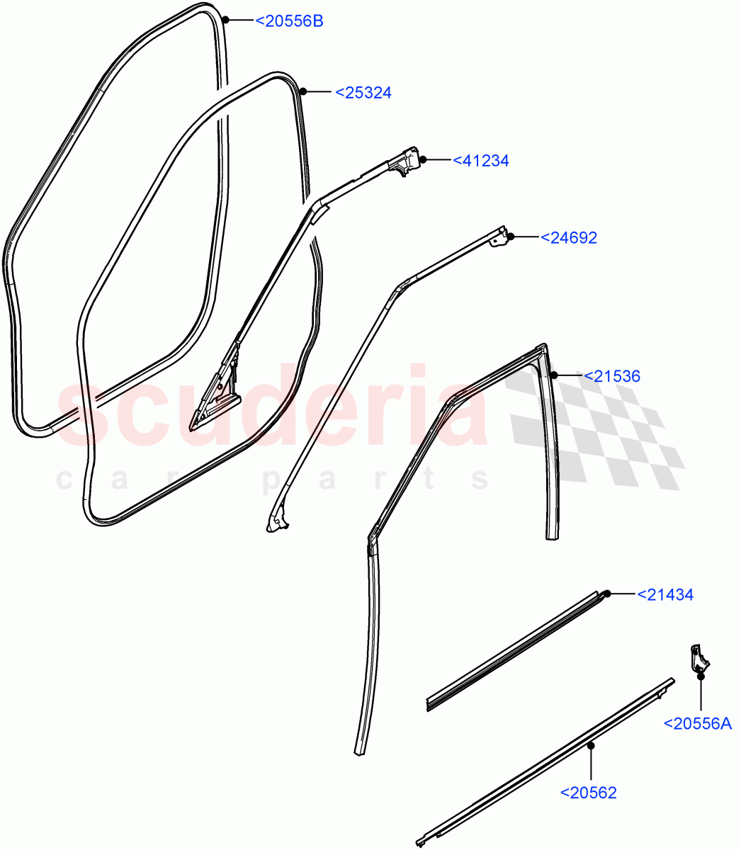 Front Doors, Hinges & Weatherstrips(Weatherstrips And Seals)(Itatiaia (Brazil)) of Land Rover Land Rover Range Rover Evoque (2019+) [1.5 I3 Turbo Petrol AJ20P3]