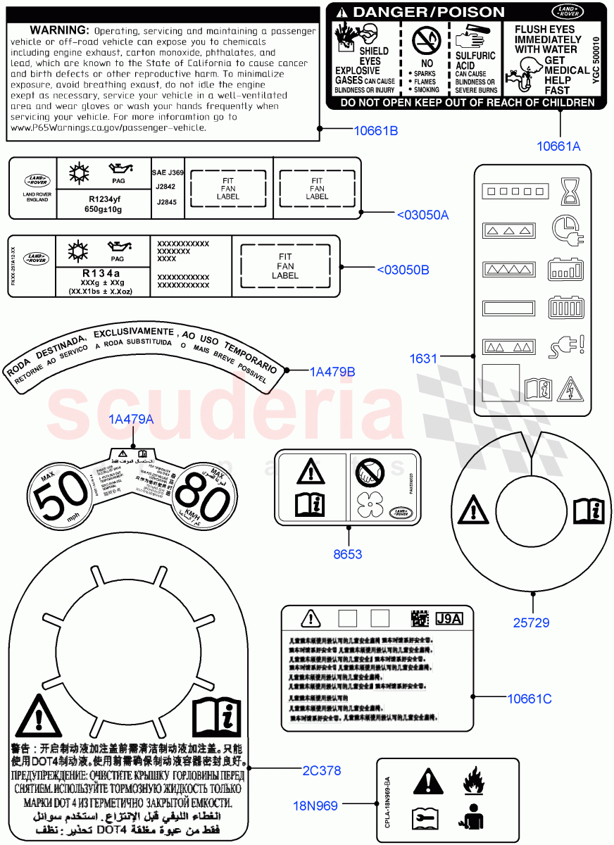 Labels(Warning Decals)(Halewood (UK)) of Land Rover Land Rover Discovery Sport (2015+) [2.0 Turbo Petrol GTDI]