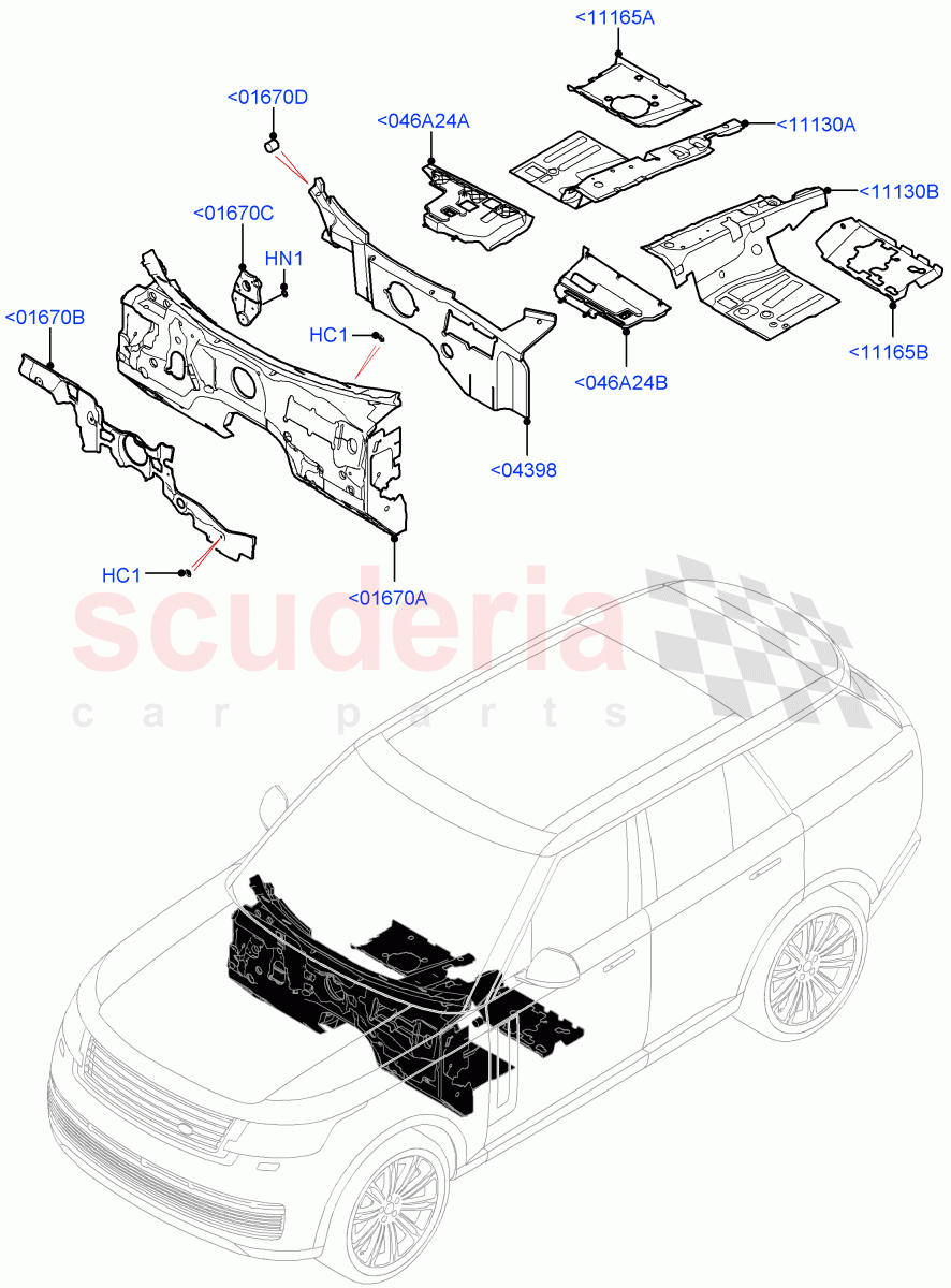 Insulators - Front(Passenger Compartment) of Land Rover Land Rover Range Rover (2022+) [3.0 I6 Turbo Petrol AJ20P6]