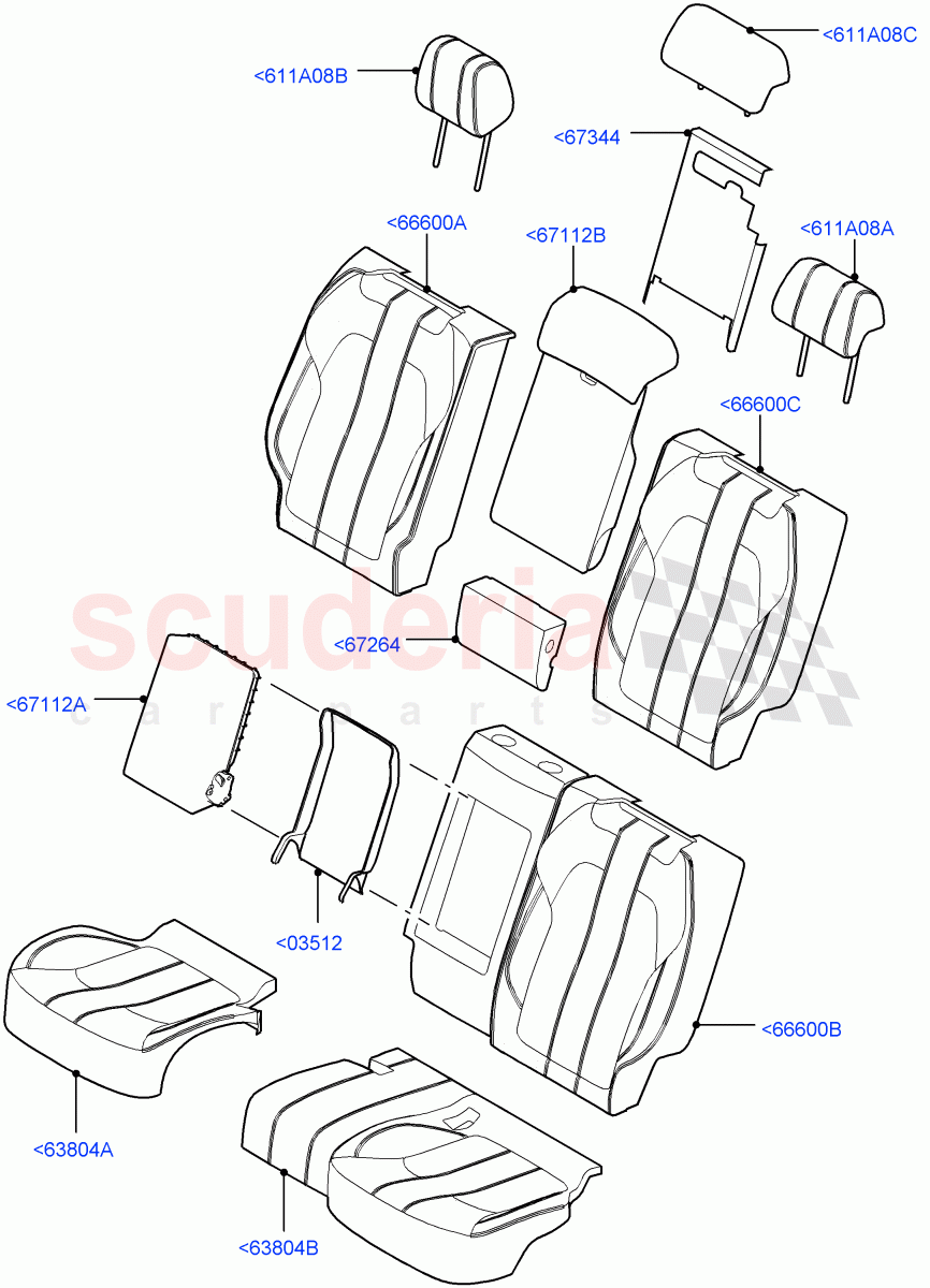 Rear Seat Covers(Extended Windsor,Non SVR)((V)FROMEA396203,(V)TOHA999999) of Land Rover Land Rover Range Rover Sport (2014+) [5.0 OHC SGDI SC V8 Petrol]