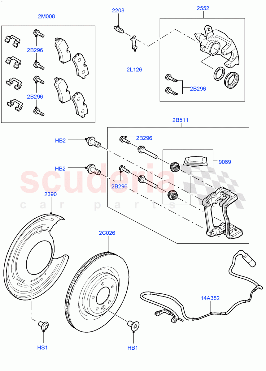 Rear Brake Discs And Calipers of Land Rover Land Rover Range Rover Sport (2014+) [3.0 I6 Turbo Diesel AJ20D6]
