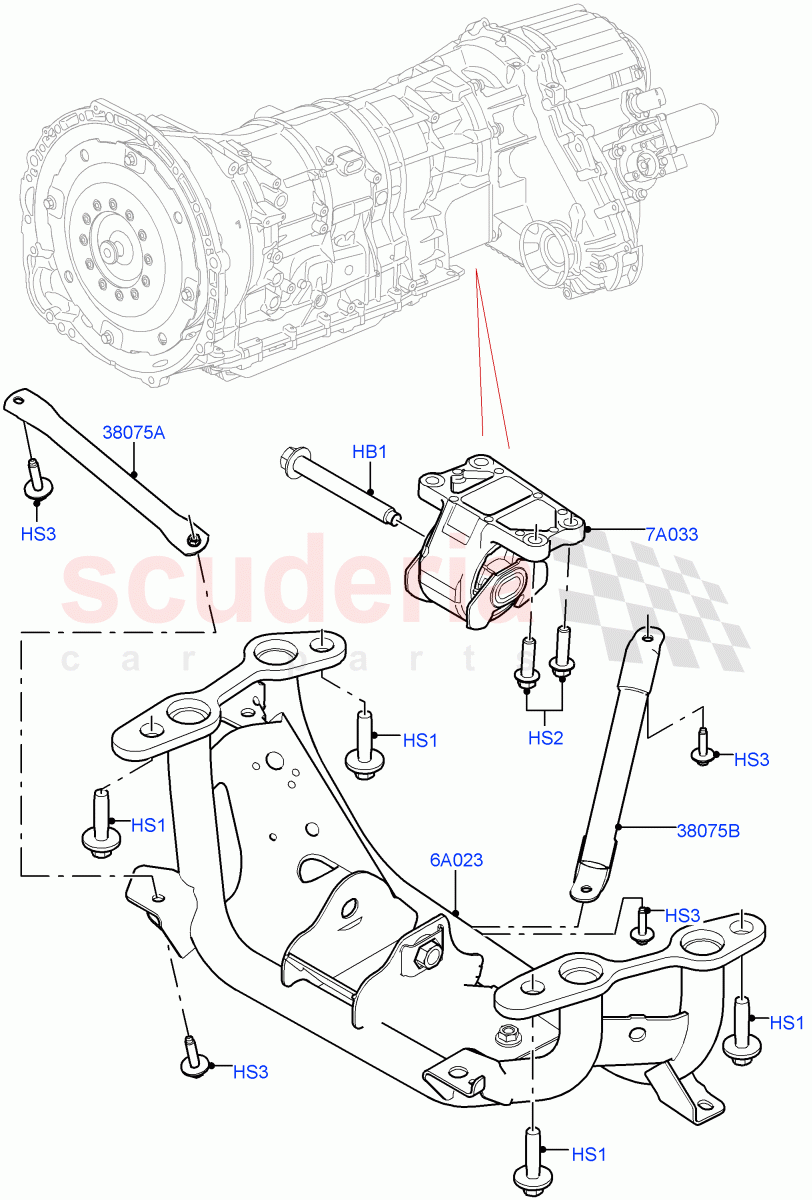 Transmission Mounting(Nitra Plant Build)(3.0 V6 Diesel)((V)FROMK2000001) of Land Rover Land Rover Discovery 5 (2017+) [3.0 I6 Turbo Diesel AJ20D6]