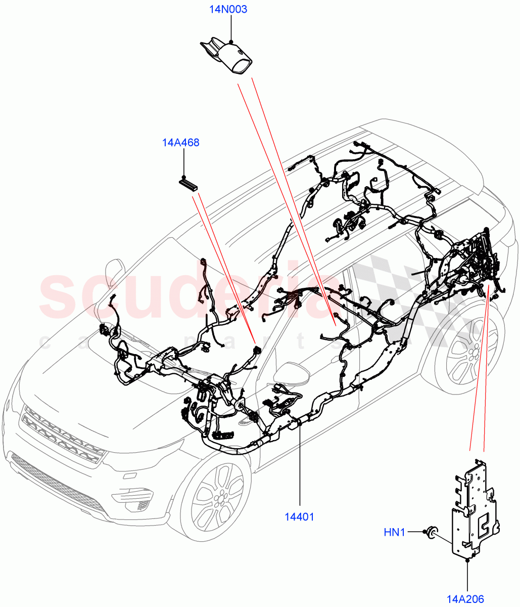 Electrical Wiring - Engine And Dash(Main Harness)(Halewood (UK))((V)TOKH999999) of Land Rover Land Rover Discovery Sport (2015+) [2.0 Turbo Petrol AJ200P]