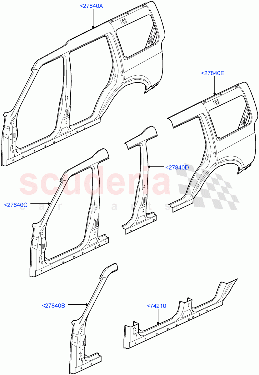 Side Panels - Outer(Cut Panels)((V)FROMAA000001) of Land Rover Land Rover Discovery 4 (2010-2016) [5.0 OHC SGDI NA V8 Petrol]
