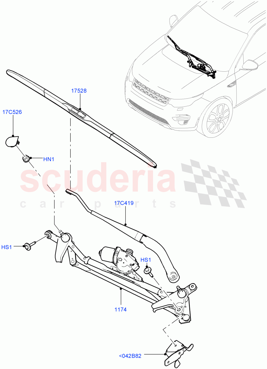 Windscreen Wiper(Itatiaia (Brazil))((V)FROMGT000001) of Land Rover Land Rover Discovery Sport (2015+) [2.0 Turbo Diesel AJ21D4]