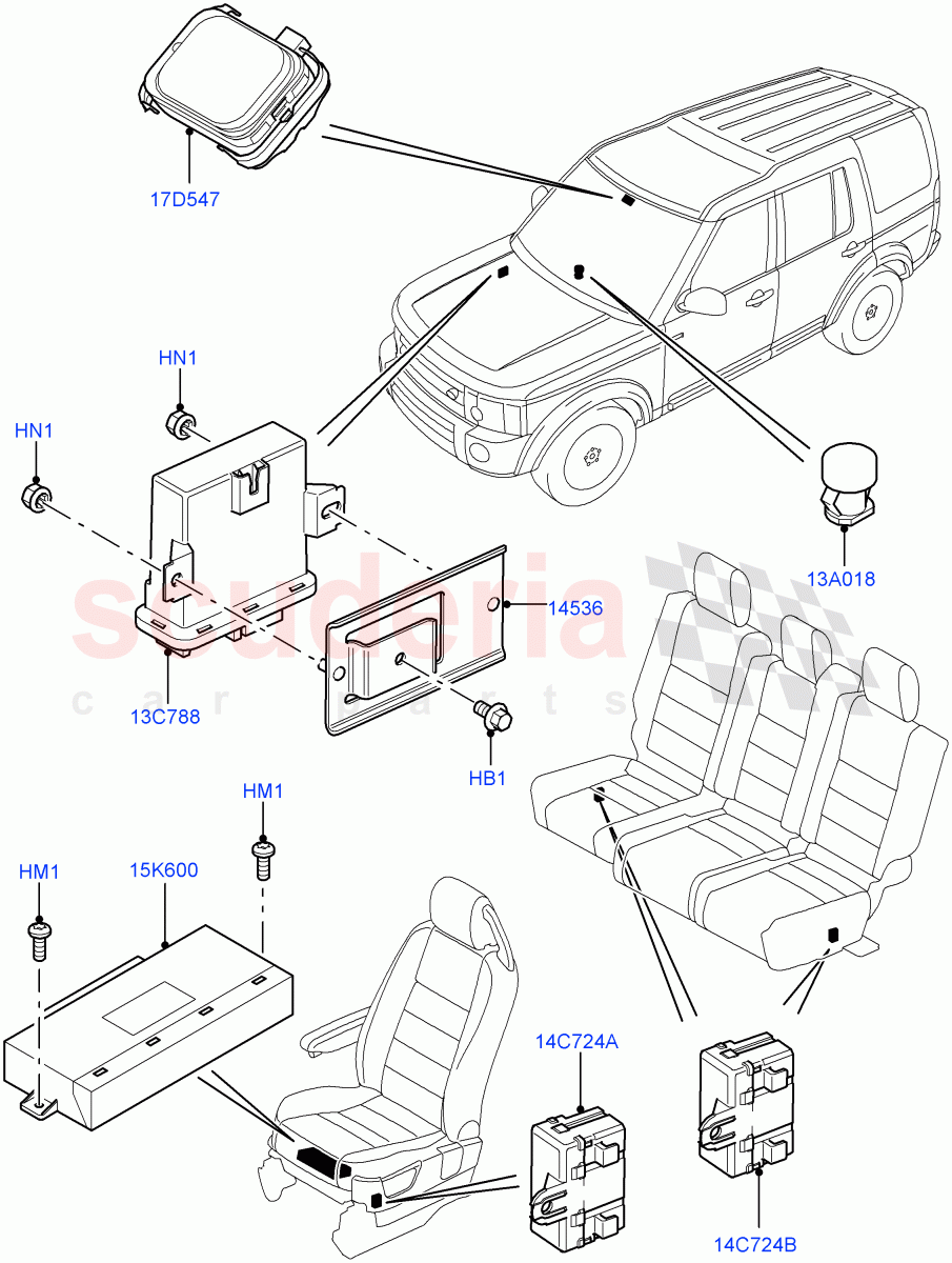 Vehicle Modules And Sensors(Passenger Compartment)((V)FROMAA000001,(V)TODA999999) of Land Rover Land Rover Discovery 4 (2010-2016) [3.0 DOHC GDI SC V6 Petrol]