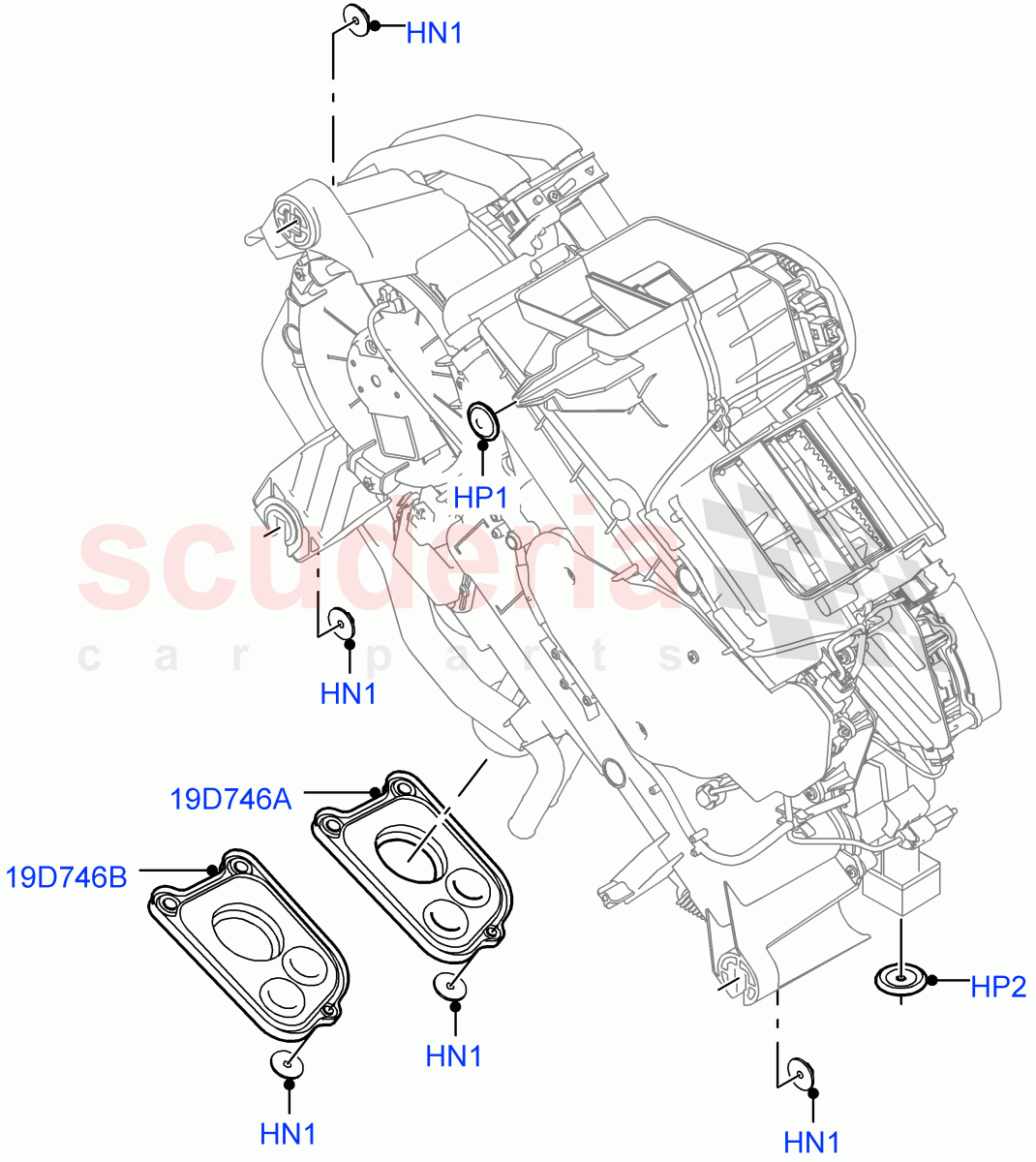 Heater/Air Cond.External Components(Solihull Plant Build, Auxiliary Unit)((V)FROMHA000001) of Land Rover Land Rover Discovery 5 (2017+) [3.0 DOHC GDI SC V6 Petrol]
