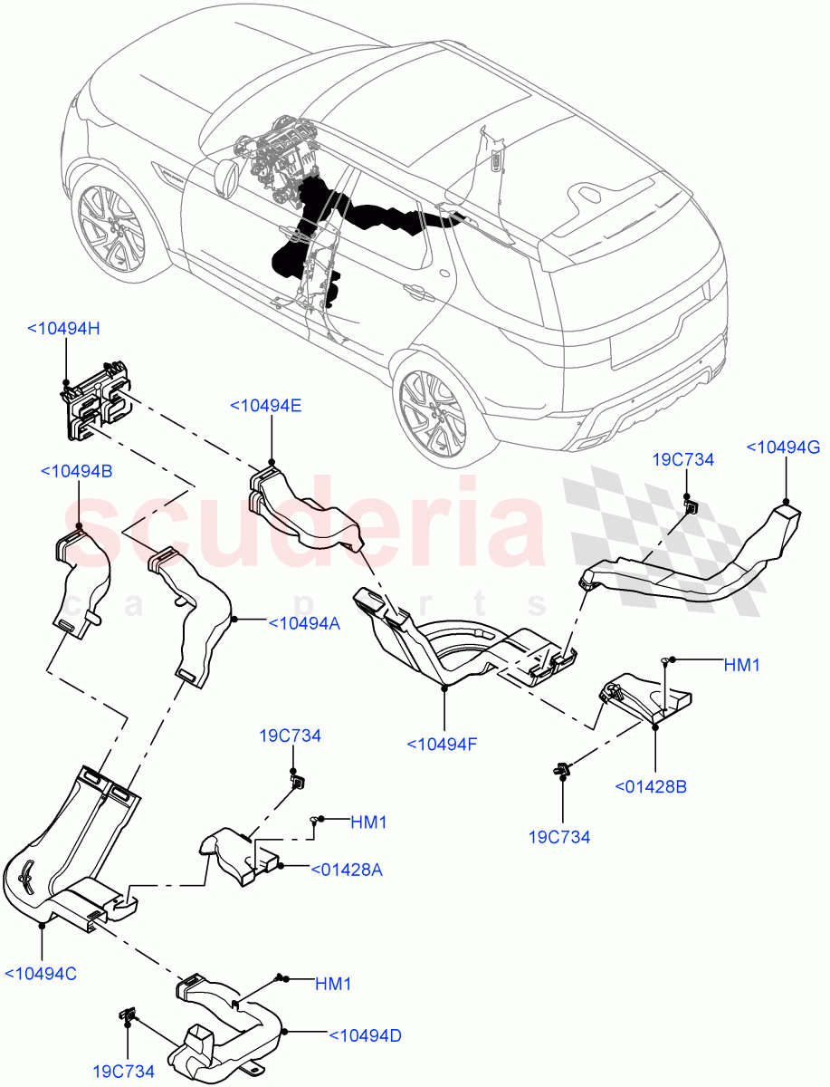 Air Vents, Louvres And Ducts(Internal Components, Floor, Nitra Plant Build)((V)FROMK2000001,(V)TOL2999999) of Land Rover Land Rover Discovery 5 (2017+) [3.0 DOHC GDI SC V6 Petrol]