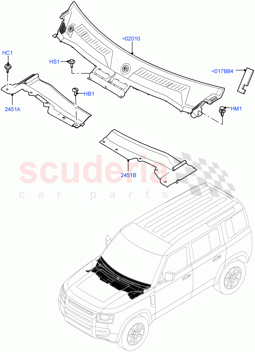 Cowl/Panel And Related Parts of Land Rover Land Rover Defender (2020+) [3.0 I6 Turbo Petrol AJ20P6]