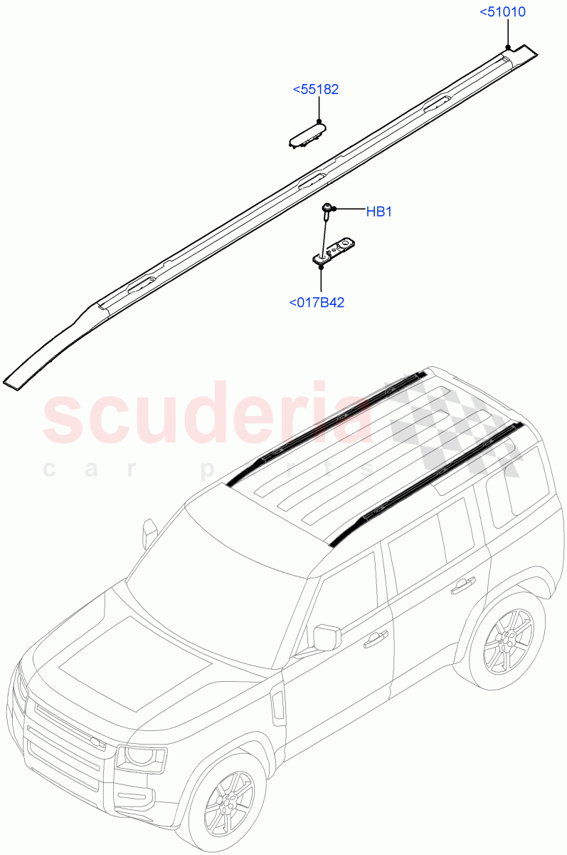 Roof Rack Systems(Roof Rack - Black) of Land Rover Land Rover Defender (2020+) [3.0 I6 Turbo Petrol AJ20P6]
