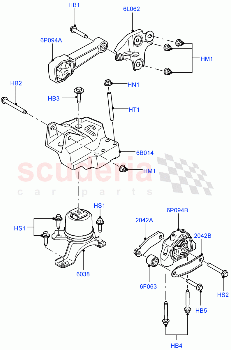 Engine Mounting(2.0L 16V TIVCT T/C 240PS Petrol,Itatiaia (Brazil))((V)FROMGT000001) of Land Rover Land Rover Range Rover Evoque (2012-2018) [2.0 Turbo Petrol GTDI]