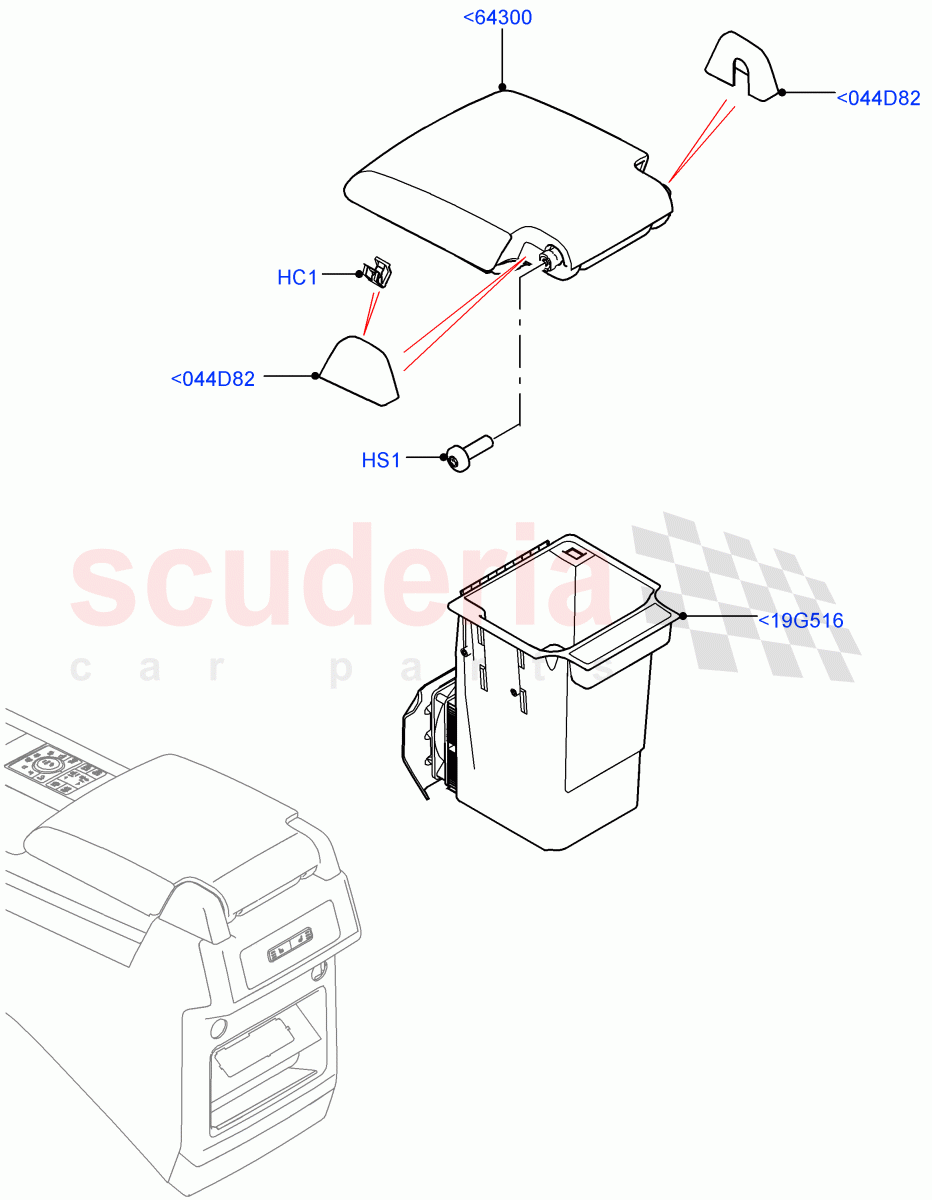 Console - Floor(For Stowage Boxes And Lids, Nitra Plant Build)((V)FROMK2000001,(V)TOL2999999) of Land Rover Land Rover Discovery 5 (2017+) [3.0 DOHC GDI SC V6 Petrol]