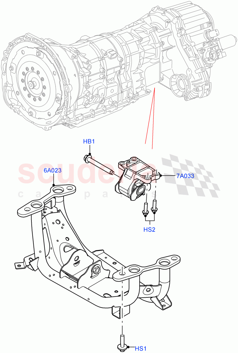 Transmission Mounting(2.0L I4 High DOHC AJ200 Petrol,2.0L AJ200P Hi PHEV) of Land Rover Land Rover Defender (2020+) [3.0 I6 Turbo Petrol AJ20P6]
