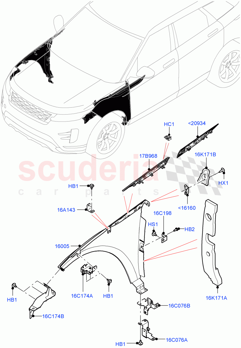 Dash Panel And Front Fenders(Changsu (China)) of Land Rover Land Rover Range Rover Evoque (2019+) [2.0 Turbo Diesel]