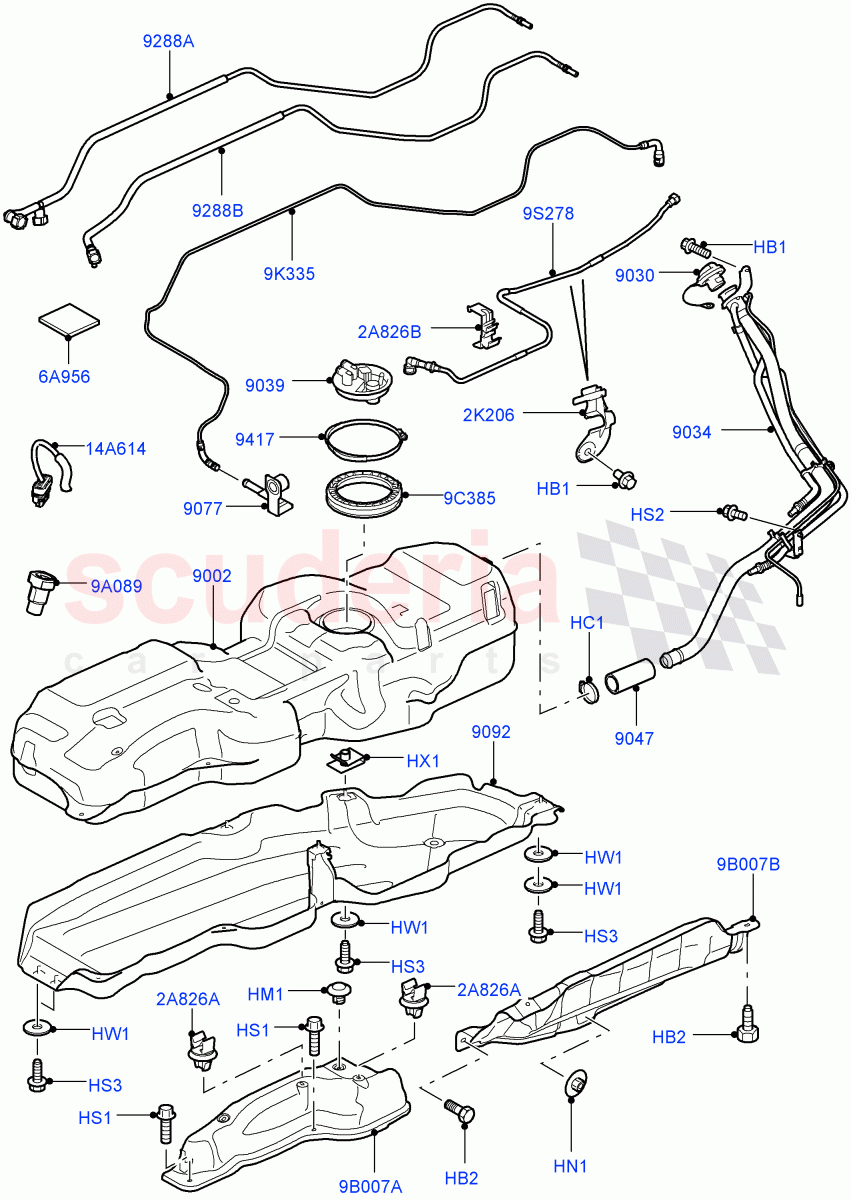 Fuel Tank & Related Parts(Vehicles Fitted With 10MY Fuel Tank, With 2 Vent Pipes, This Section Refers To TSB LTB00280)(3.6L V8 32V DOHC EFi Diesel Lion) of Land Rover Land Rover Range Rover Sport (2010-2013) [3.6 V8 32V DOHC EFI Diesel]