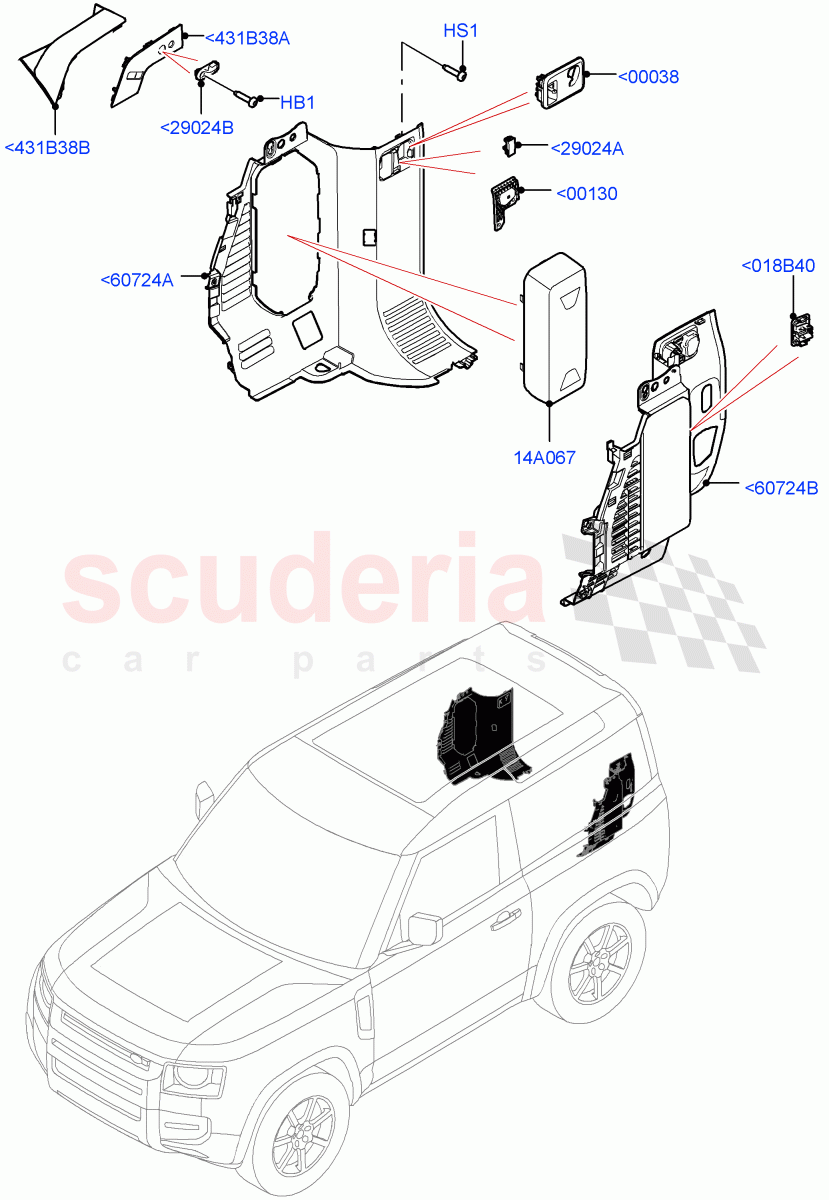 Side Trim(Luggage Compartment)(Short Wheelbase) of Land Rover Land Rover Defender (2020+) [3.0 I6 Turbo Diesel AJ20D6]