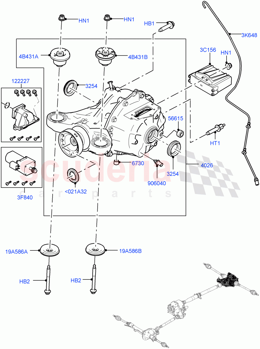 Rear Axle(3.0 V6 Diesel Electric Hybrid Eng,8 Speed Auto Trans ZF 8HP70 HEV 4WD,Electronic Locking Differential,3.0 V6 D Gen2 Twin Turbo)((V)FROMEA000001) of Land Rover Land Rover Range Rover (2012-2021) [3.0 I6 Turbo Petrol AJ20P6]