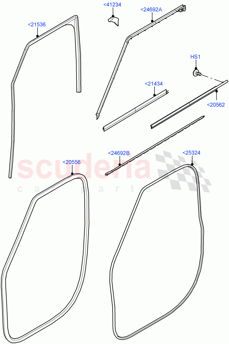 Front Doors, Hinges & Weatherstrips(Weatherstrips And Seals)(Short Wheelbase) of Land Rover Land Rover Defender (2020+) [3.0 I6 Turbo Diesel AJ20D6]