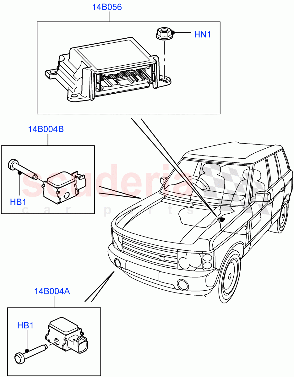 Airbag System(Airbag Diagnostic Control Unit And Sensors)(Less Armoured)((V)FROMAA000001) of Land Rover Land Rover Range Rover (2010-2012) [4.4 DOHC Diesel V8 DITC]