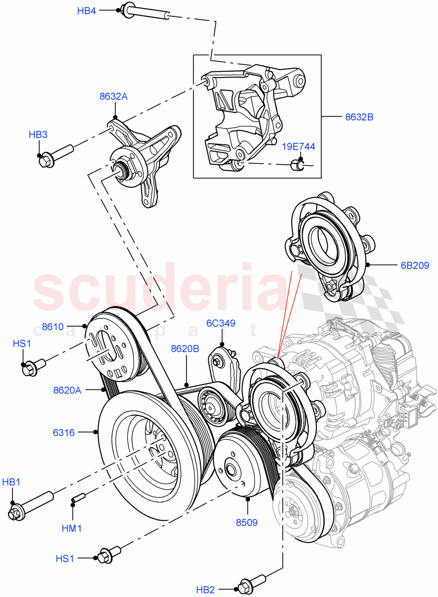 Pulleys And Drive Belts(Nitra Plant Build)(3.0L AJ20P6 Petrol High)((V)FROML2000001) of Land Rover Land Rover Defender (2020+) [3.0 I6 Turbo Petrol AJ20P6]