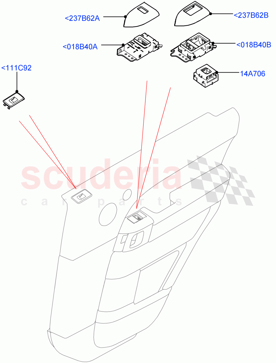 Rear Door Trim Installation(For Switches)(Version - Core,Non SVR) of Land Rover Land Rover Range Rover Sport (2014+) [3.0 DOHC GDI SC V6 Petrol]