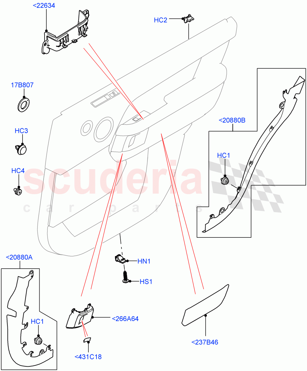 Rear Door Trim Installation(Finishers And Mouldings)(Long Wheelbase)((V)FROMJA000001) of Land Rover Land Rover Range Rover (2012-2021) [2.0 Turbo Petrol AJ200P]