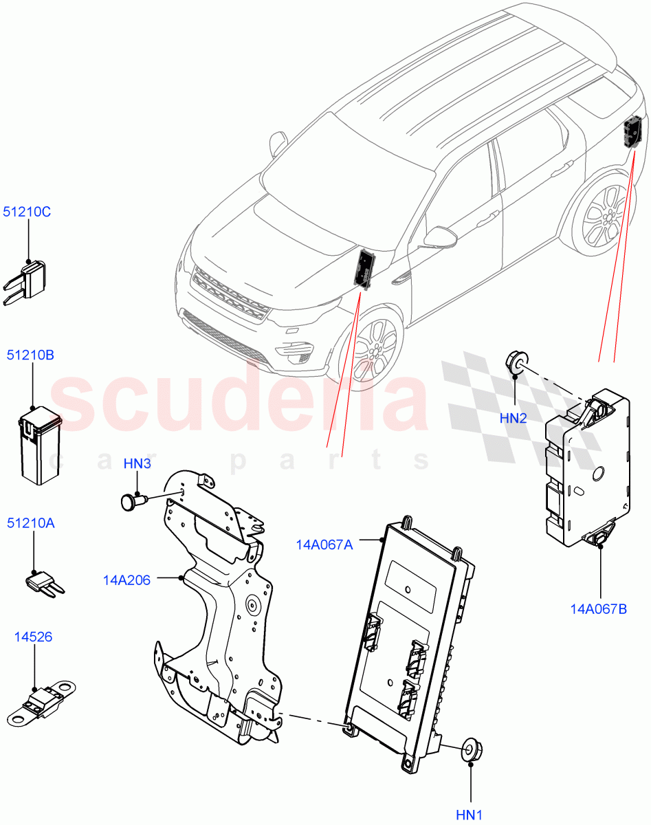 Fuses, Holders And Circuit Breakers(Changsu (China))((V)FROMFG000001,(V)TOKG446856) of Land Rover Land Rover Discovery Sport (2015+) [2.0 Turbo Petrol AJ200P]