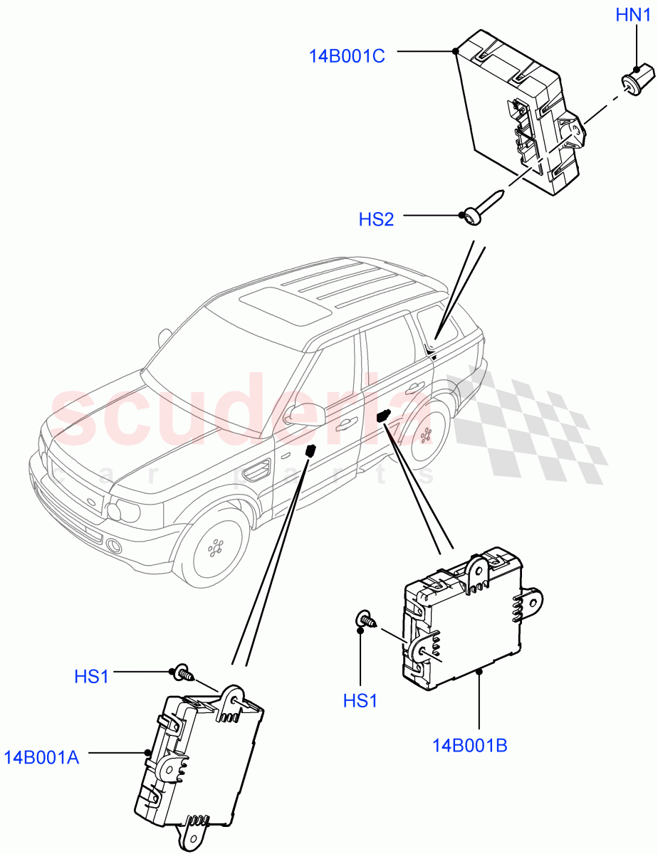 Vehicle Modules And Sensors(Door)((V)FROMAA000001) of Land Rover Land Rover Range Rover Sport (2010-2013) [5.0 OHC SGDI SC V8 Petrol]