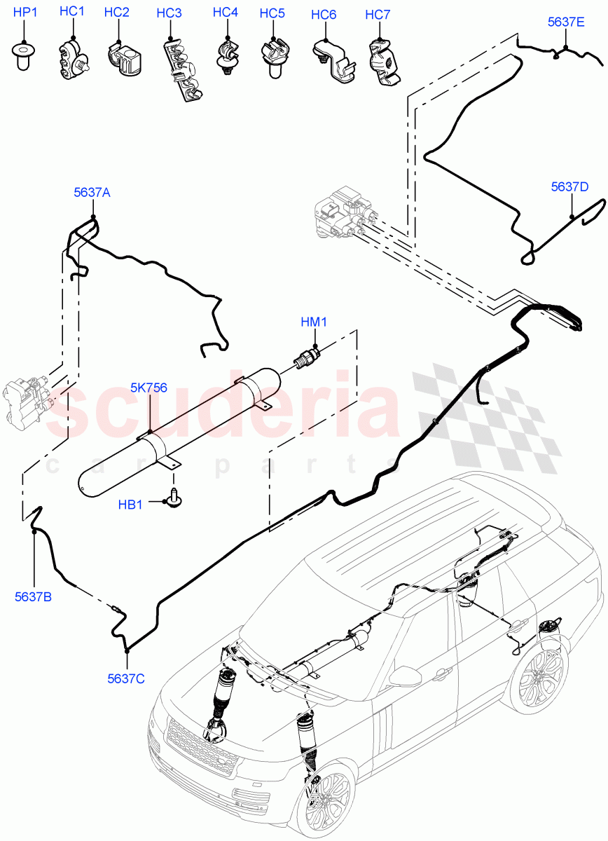 Air Suspension Compressor And Lines(Air Suspension Lines)((V)FROMJA000001) of Land Rover Land Rover Range Rover (2012-2021) [5.0 OHC SGDI SC V8 Petrol]