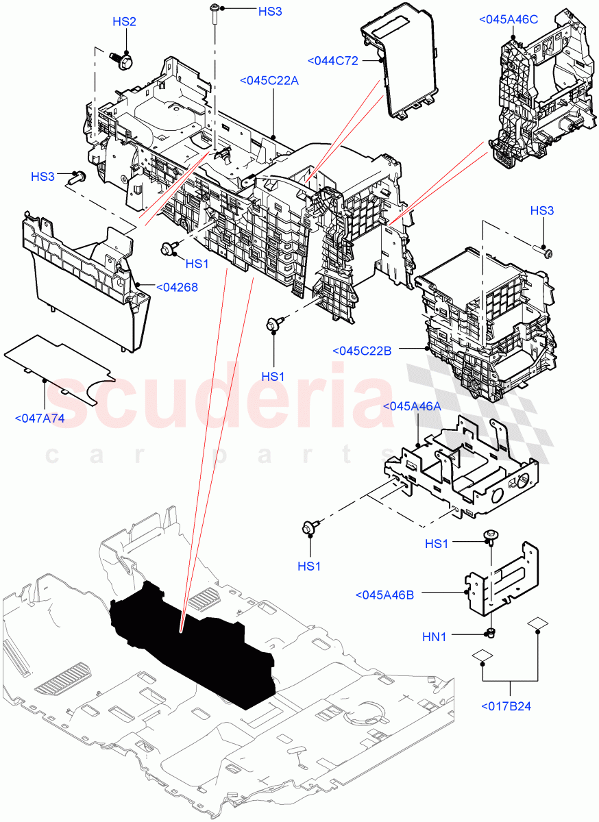 Console - Floor(For Carrier Assy, Internal Components, Front)(Long Wheelbase)((V)FROMEA000001) of Land Rover Land Rover Range Rover (2012-2021) [4.4 DOHC Diesel V8 DITC]