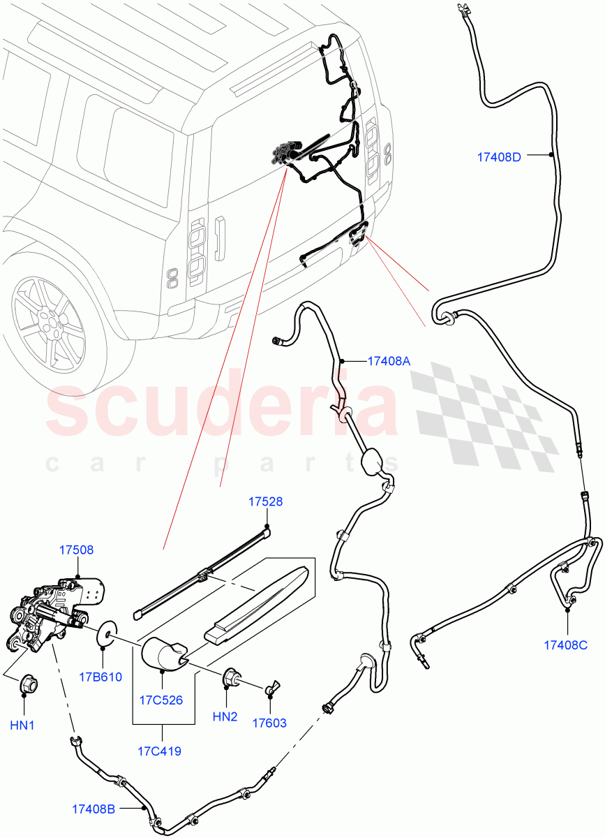 Rear Window Wiper And Washer of Land Rover Land Rover Defender (2020+) [2.0 Turbo Petrol AJ200P]