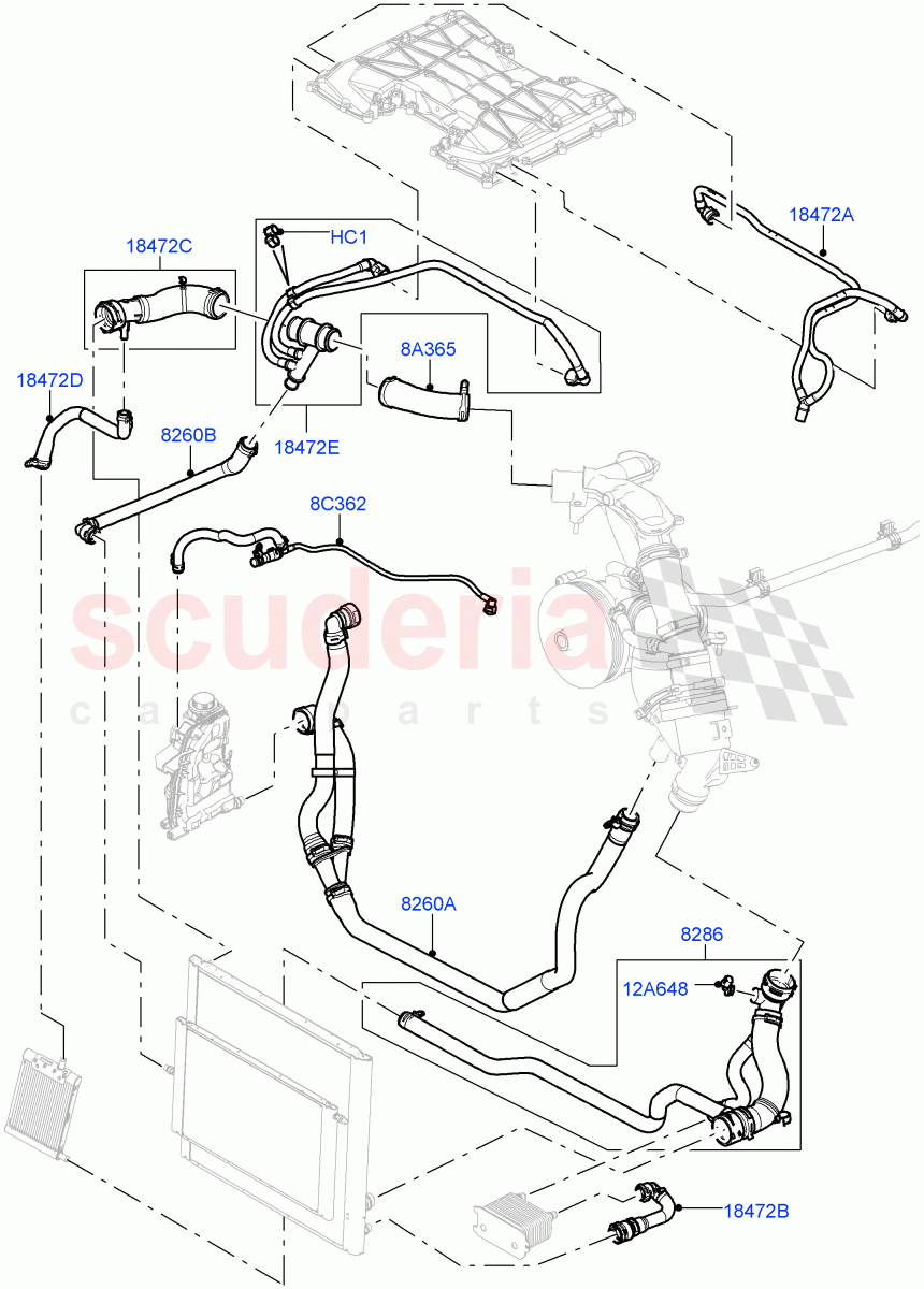 Cooling System Pipes And Hoses(5.0L OHC SGDI SC V8 Petrol - AJ133)((V)FROMAA000001) of Land Rover Land Rover Range Rover (2010-2012) [5.0 OHC SGDI SC V8 Petrol]